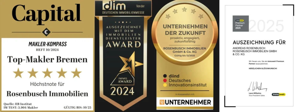 Auszeichnungen für Rosenbusch-Immobilien als bester Makler in Bremen